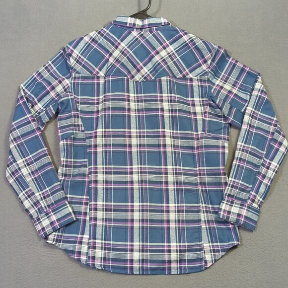 Simms Shirt Women's M Multicolor Plaid Flannel Long Sleeve Button Down Outdoors - Picture 8 of 10